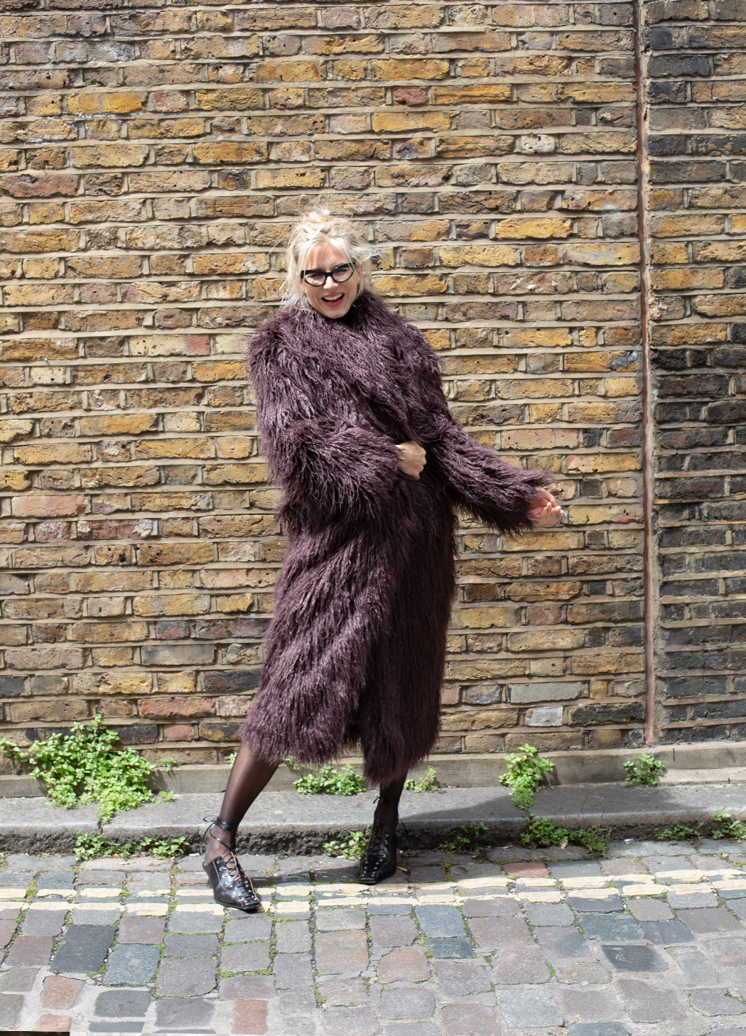 Good Fluff Oversized Faux Fur Mongolian Maxi Coat - Brown