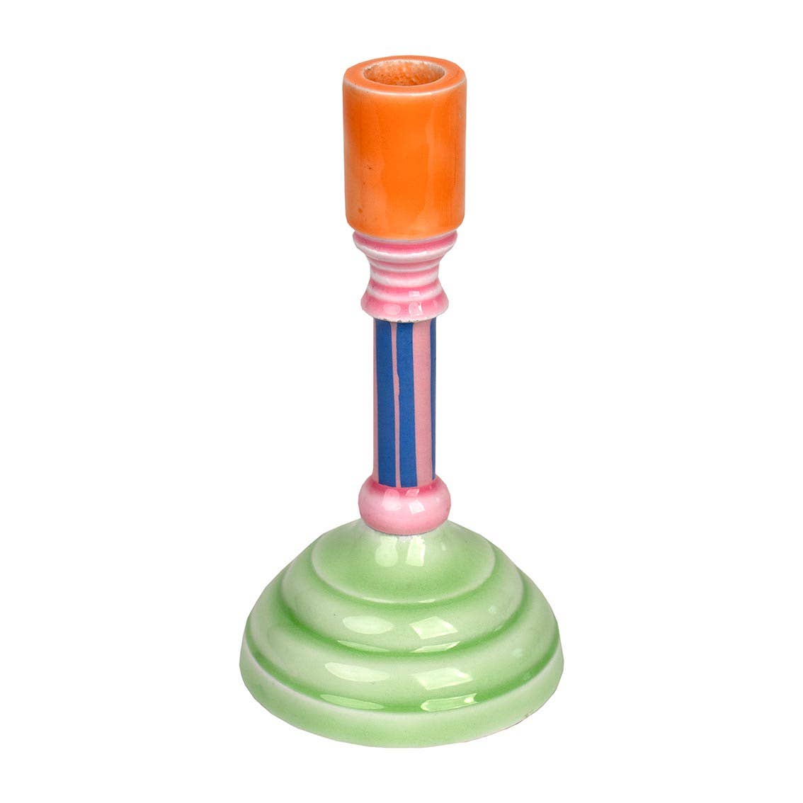 Enamel Candle Holder - Green Base