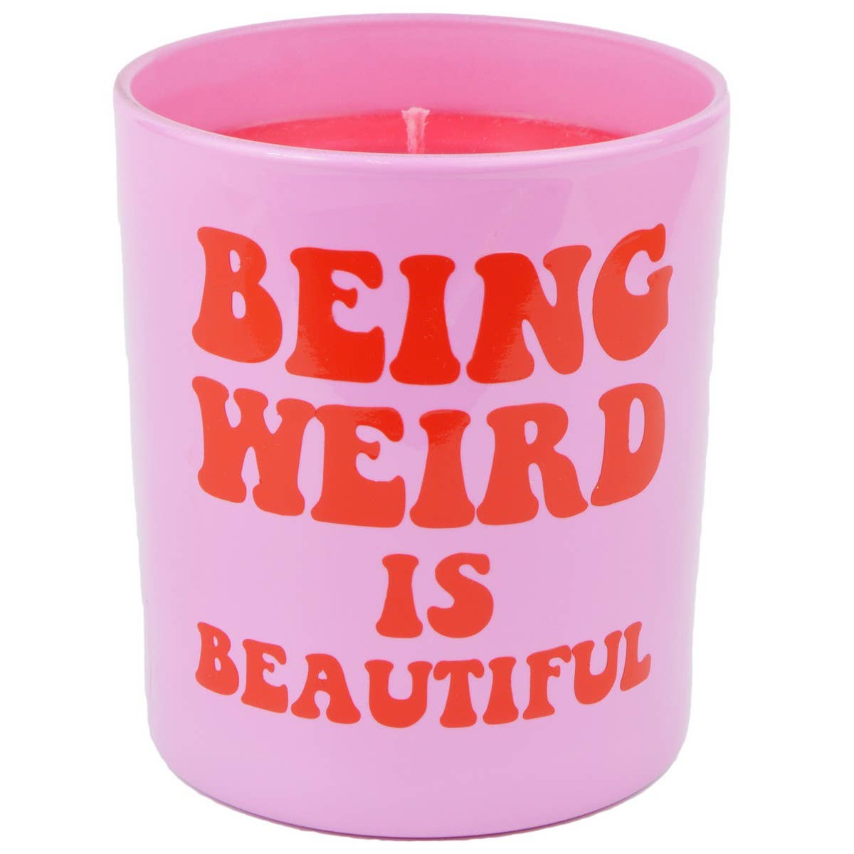 'Tropical Twist Being Weird is Beautiful' Pink & Red Candle
