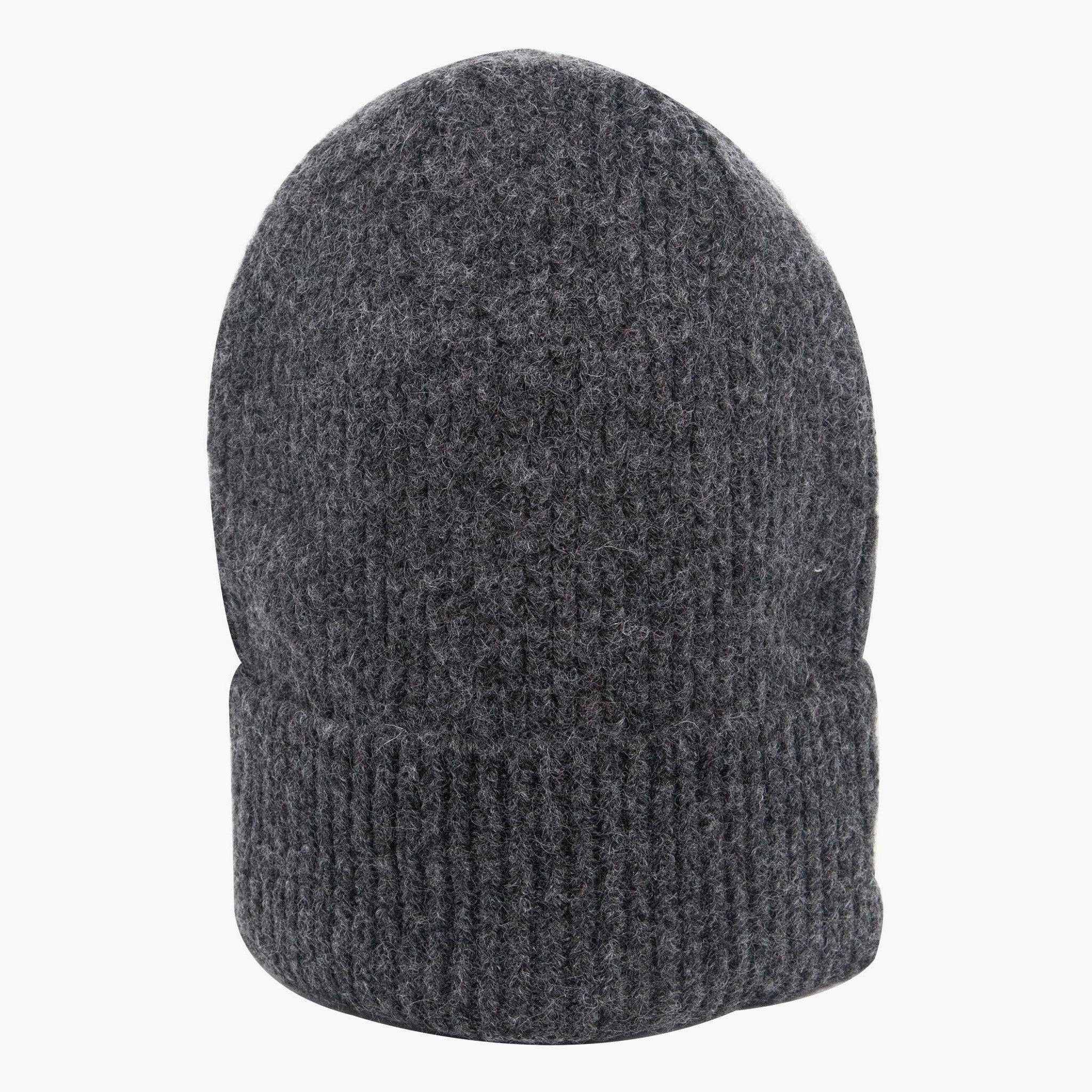 Wool Blend Beanie Hat - Dark Grey