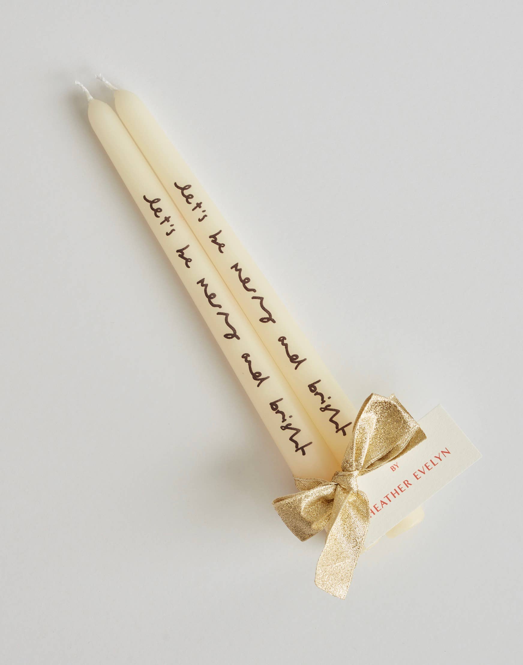 'Let's be merry and bright' Pair of Candles