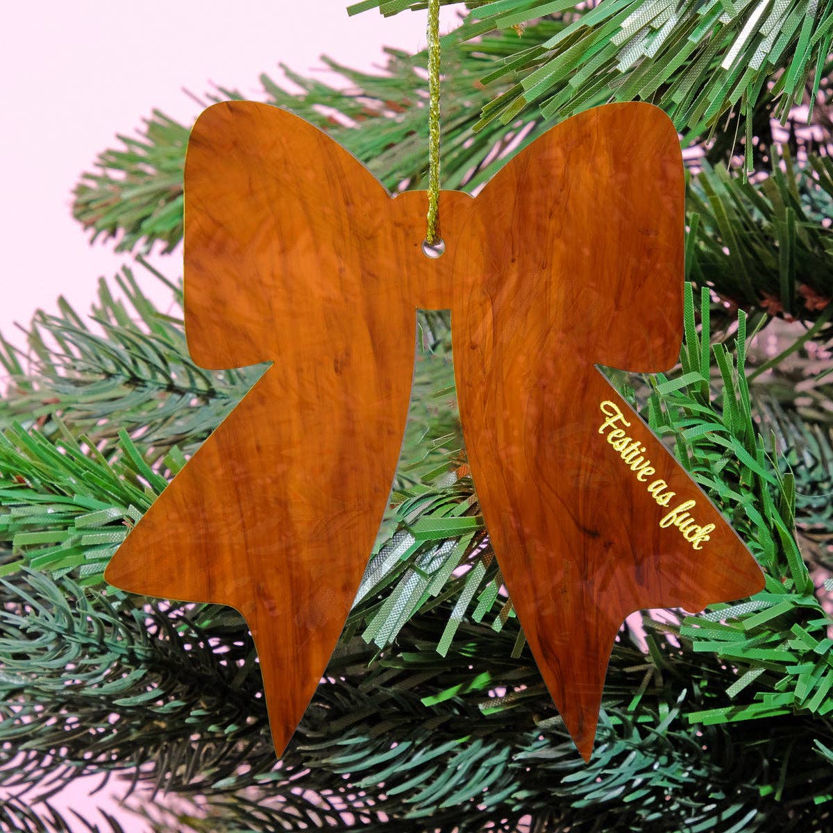'Festive as Fuck'  Christmas Bow Tree Decoration