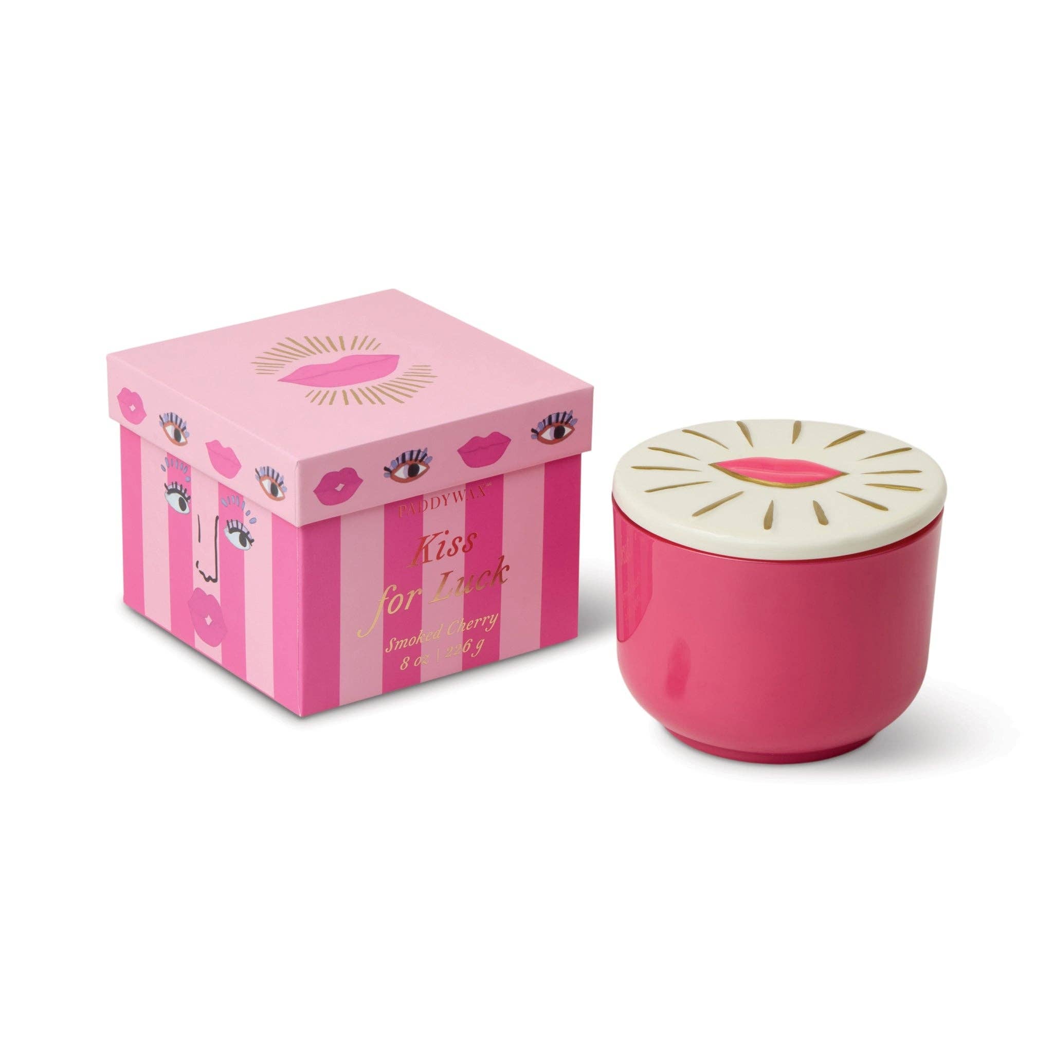 Paddywax Charmed Smoked Cherry Glass Lips Soy Wax Candle