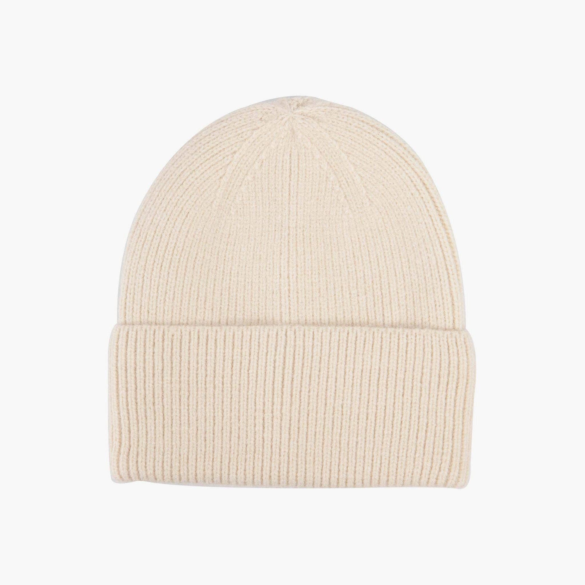 Ribbed Beanie Hat - Cream