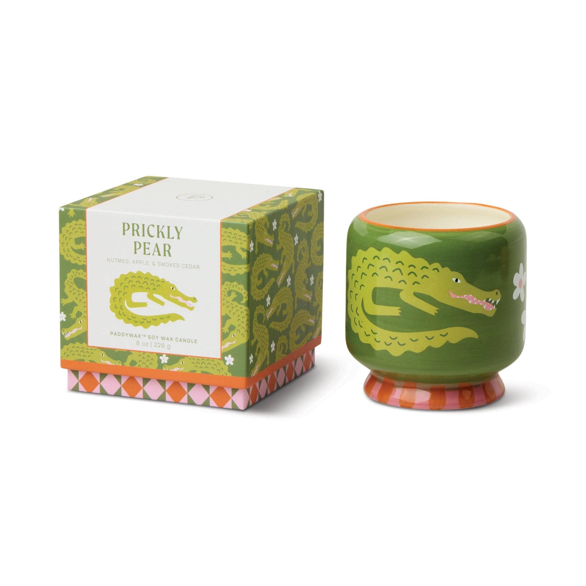 Paddywax Crocodile Ceramic Soy Wax Candle - Prickly Pear
