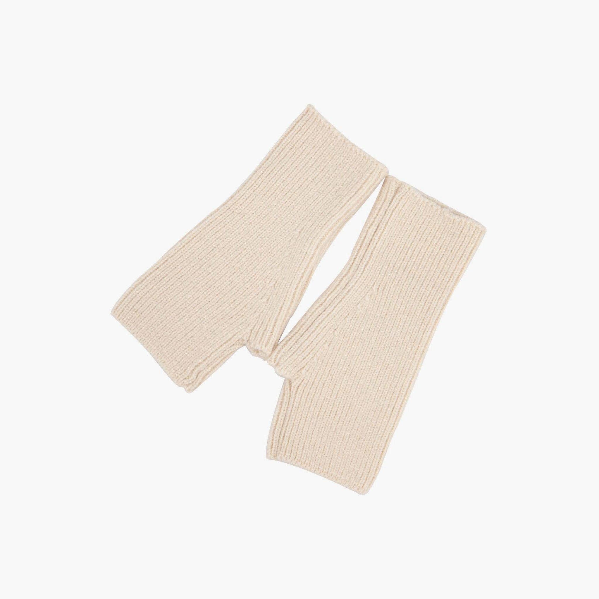 Ribbed Wrist Warmers - Cream