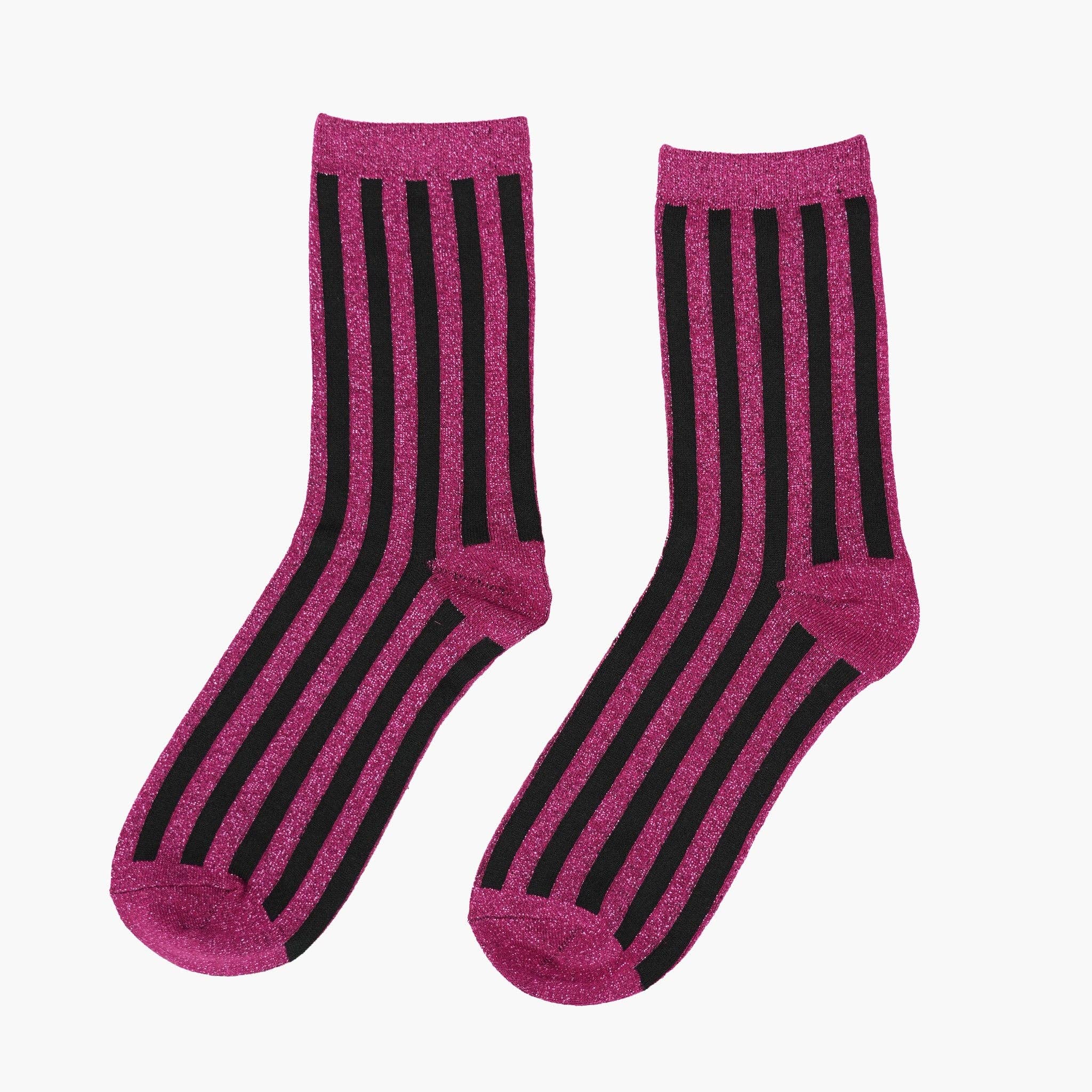 Sparkly Berry Purple Vertical Stripe Glitter Socks