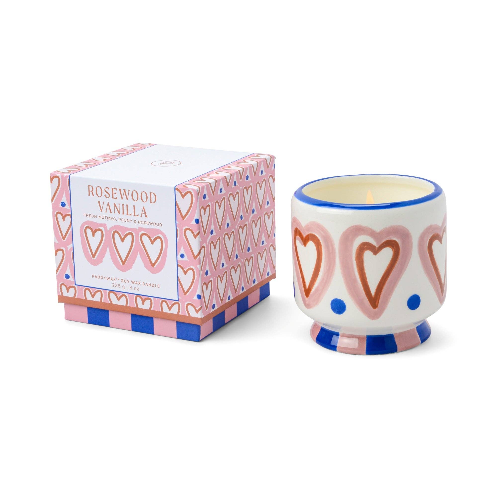 Paddywax A Dopo Hearts Ceramic Soy Wax Candle - Rosewood Vanilla