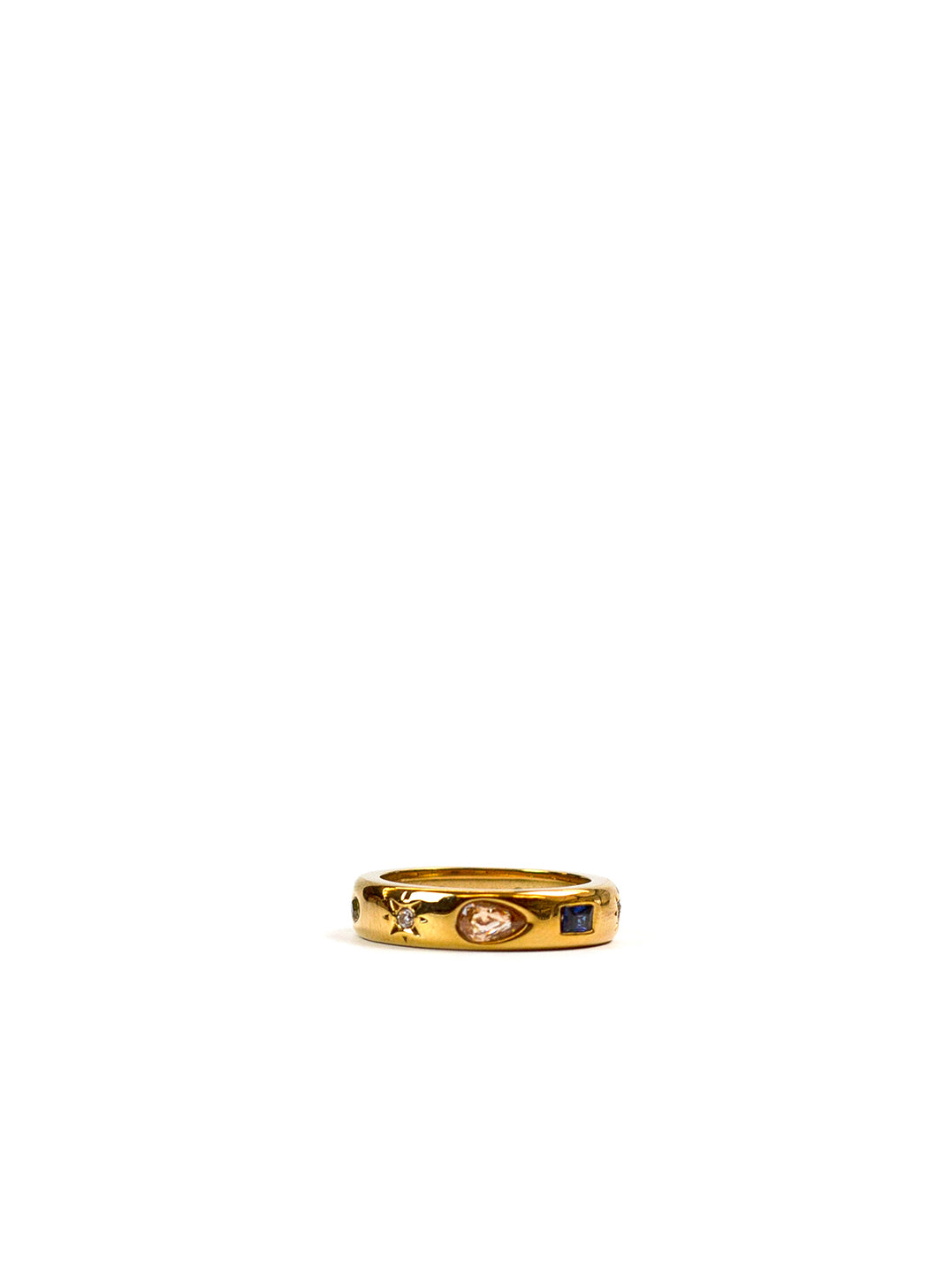 Gold & Colourful Zircon Band Ring