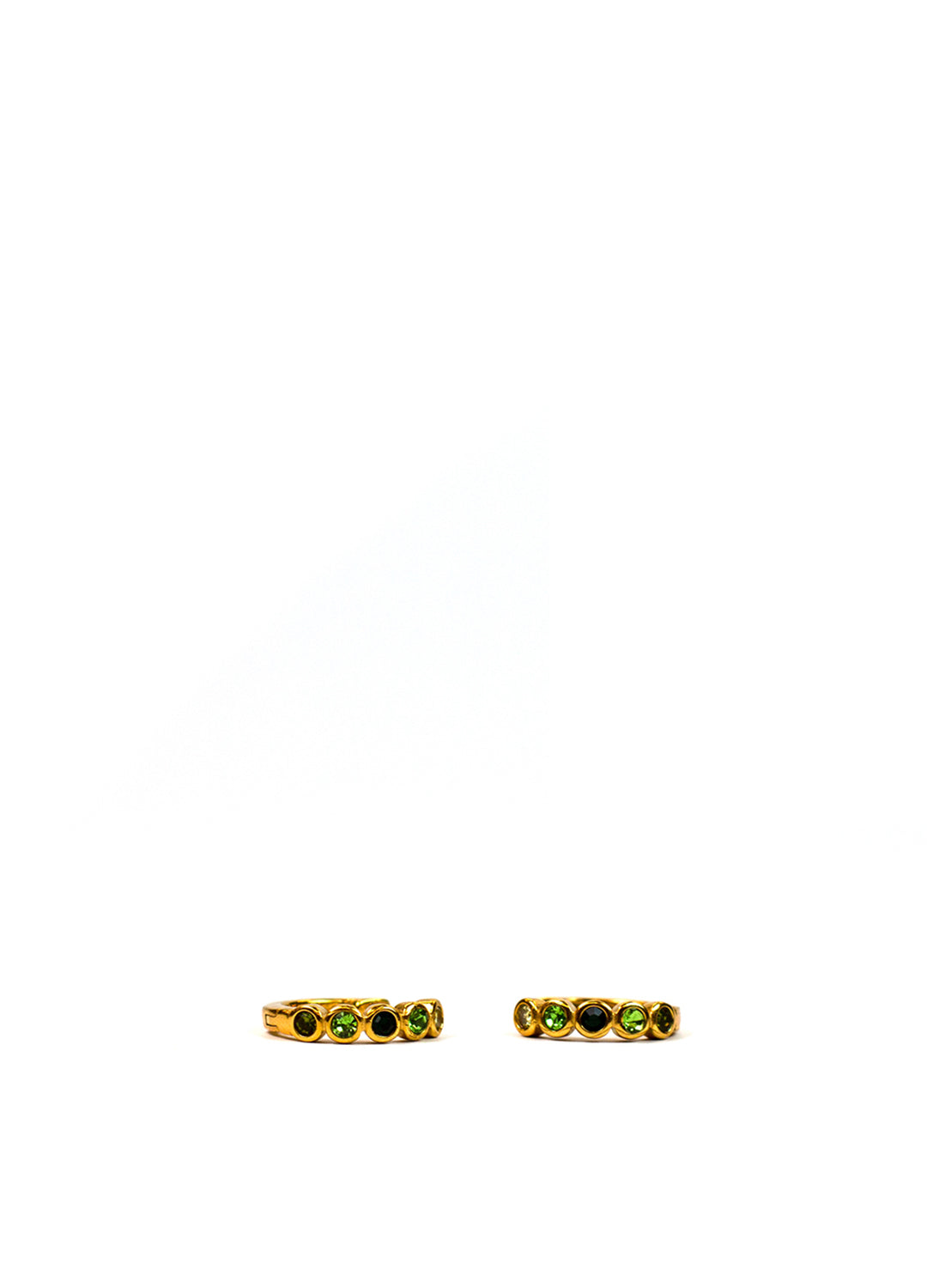 Green Gemstone Gold Huggie Hoop Earrings