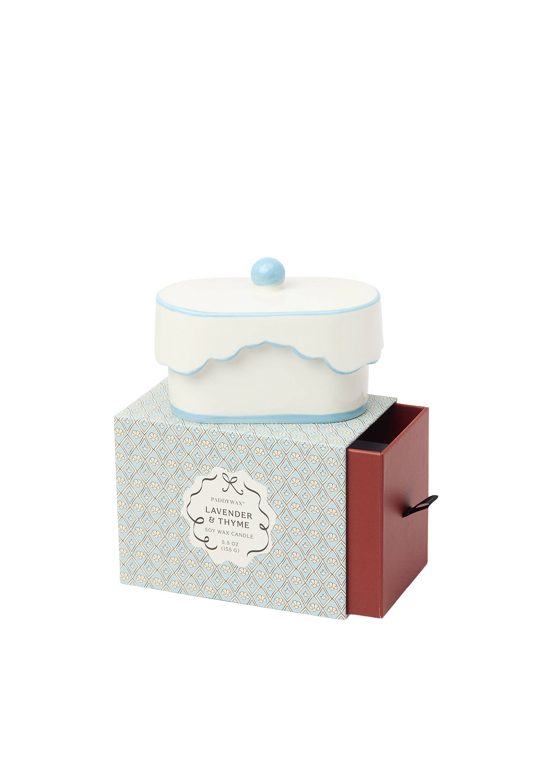 Cherie Lavender & Thyme Scented Soy Wax Blue Ceramic Trinket Candle