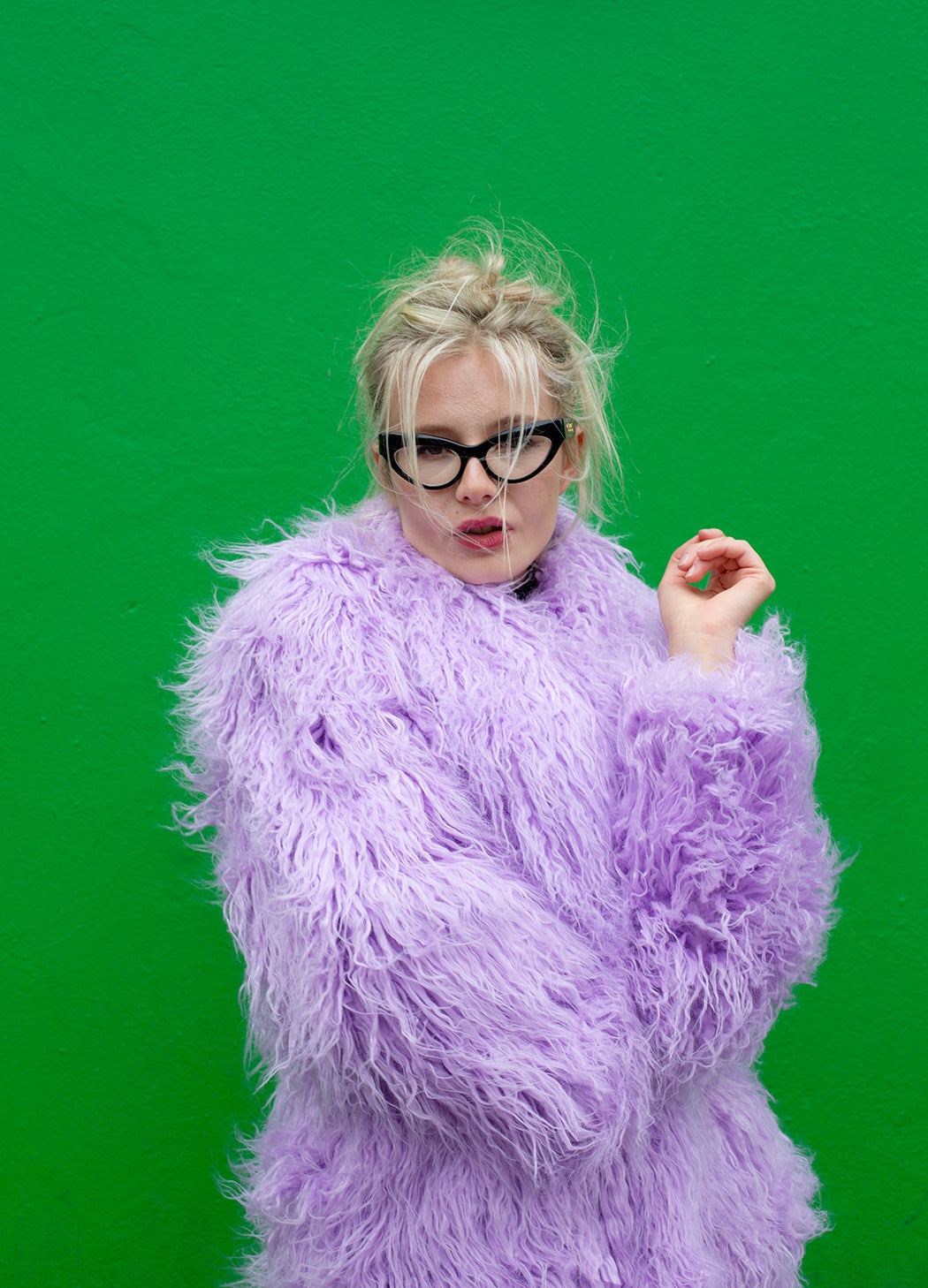 Mongolian Faux Fur Jacket - Lilac Lavender Coat | Good Fluff