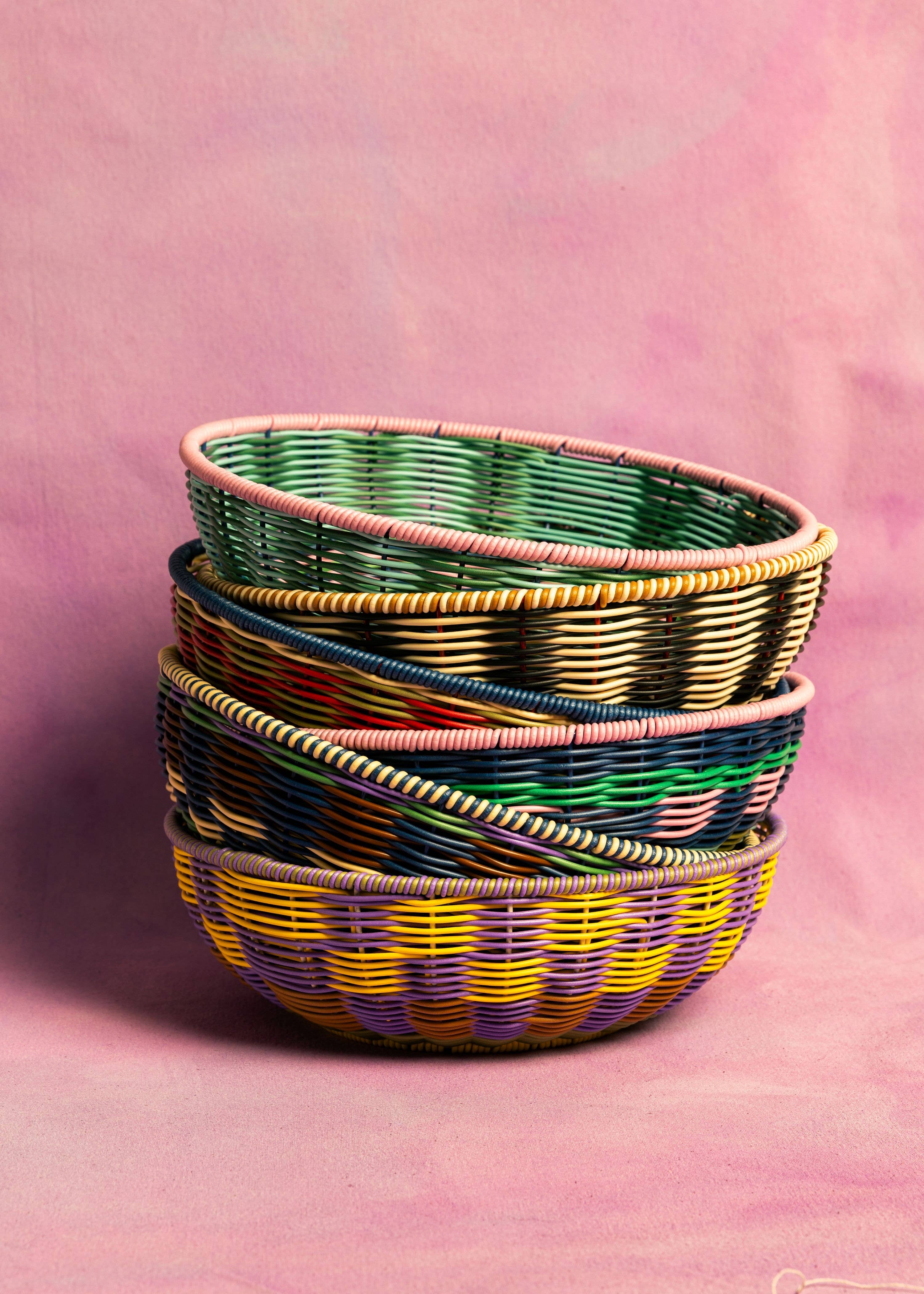 Maegen Large Brown Lilac Green Woven Bowl
