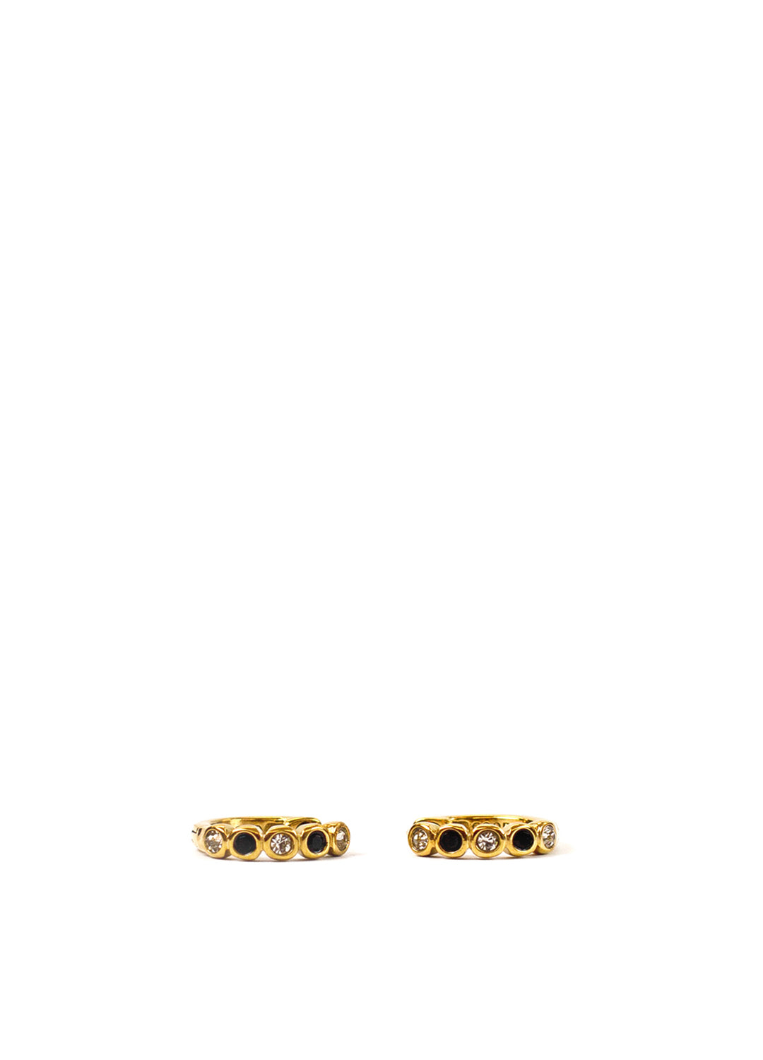 Monochrome Gemstone Gold Huggie Hoop Earrings