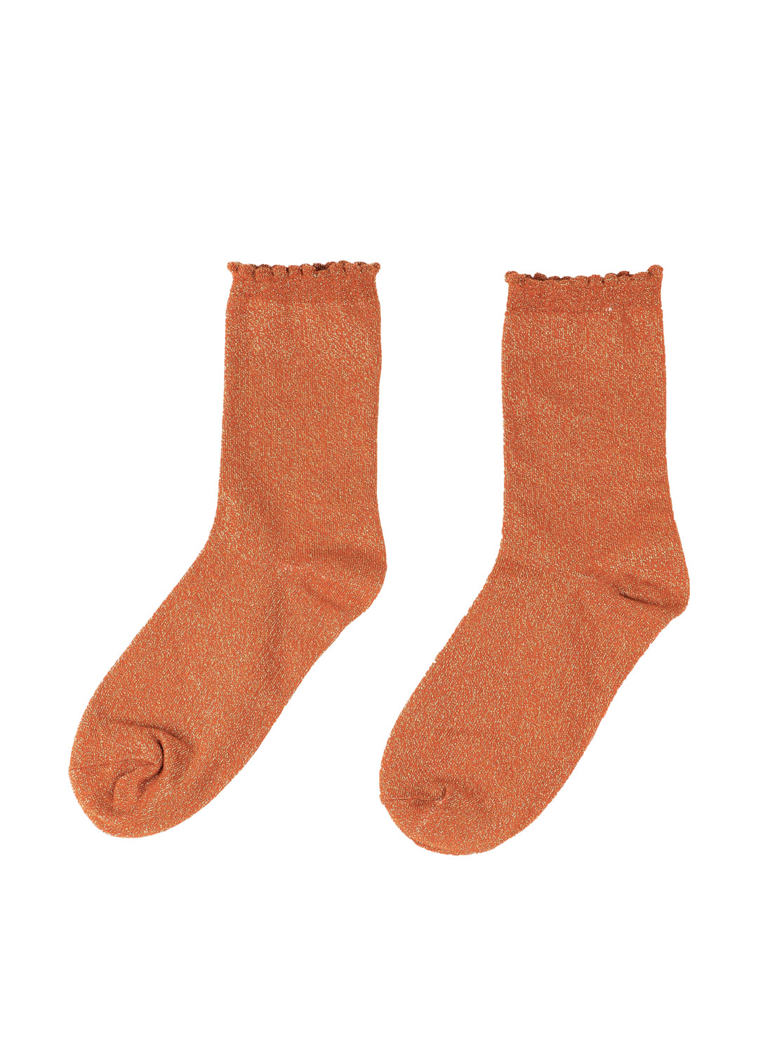 Pair of orange socks on a white background
