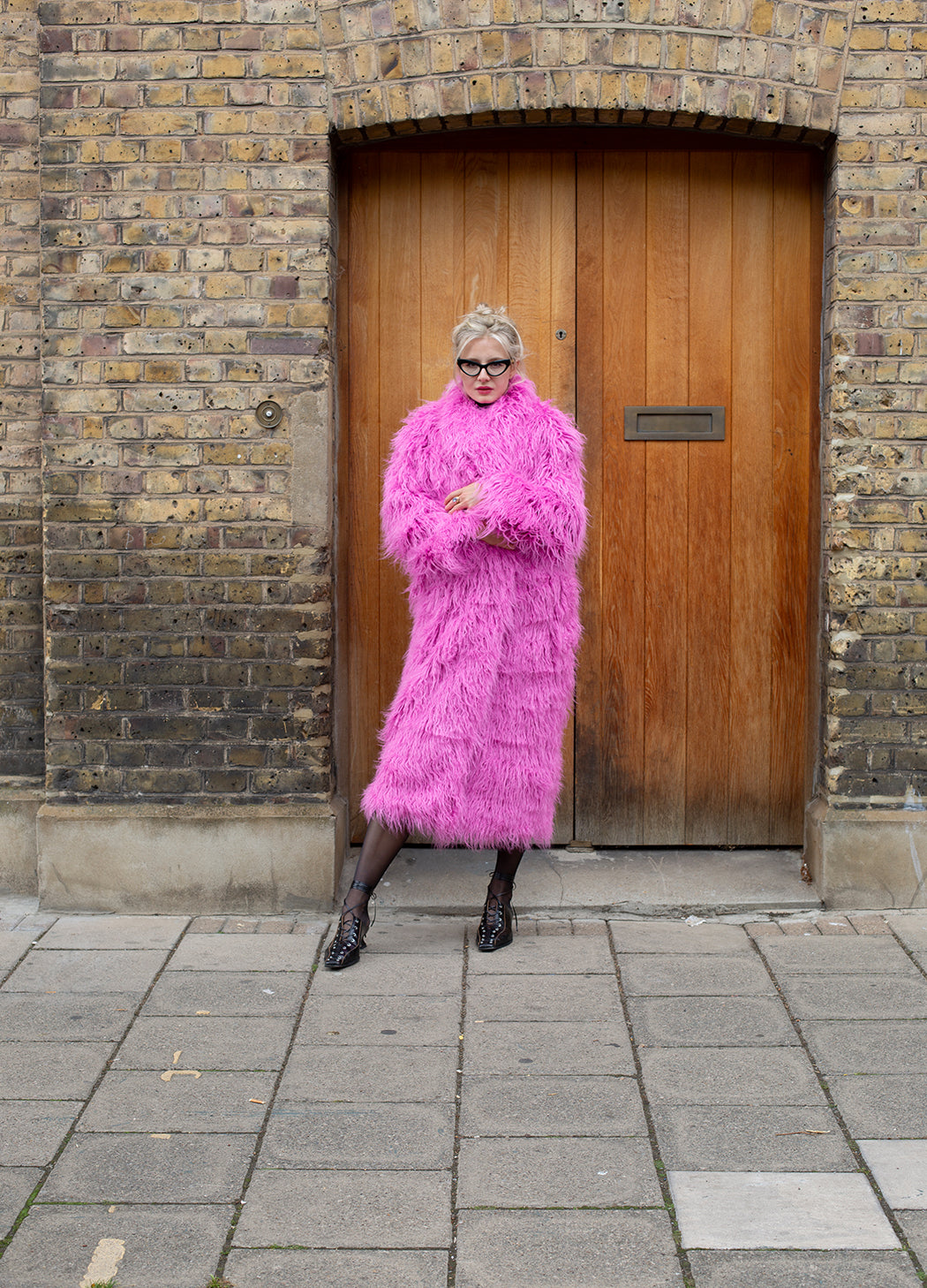 Good Fluff Oversized Faux Fur Mongolian Maxi Coat - Rose Pink