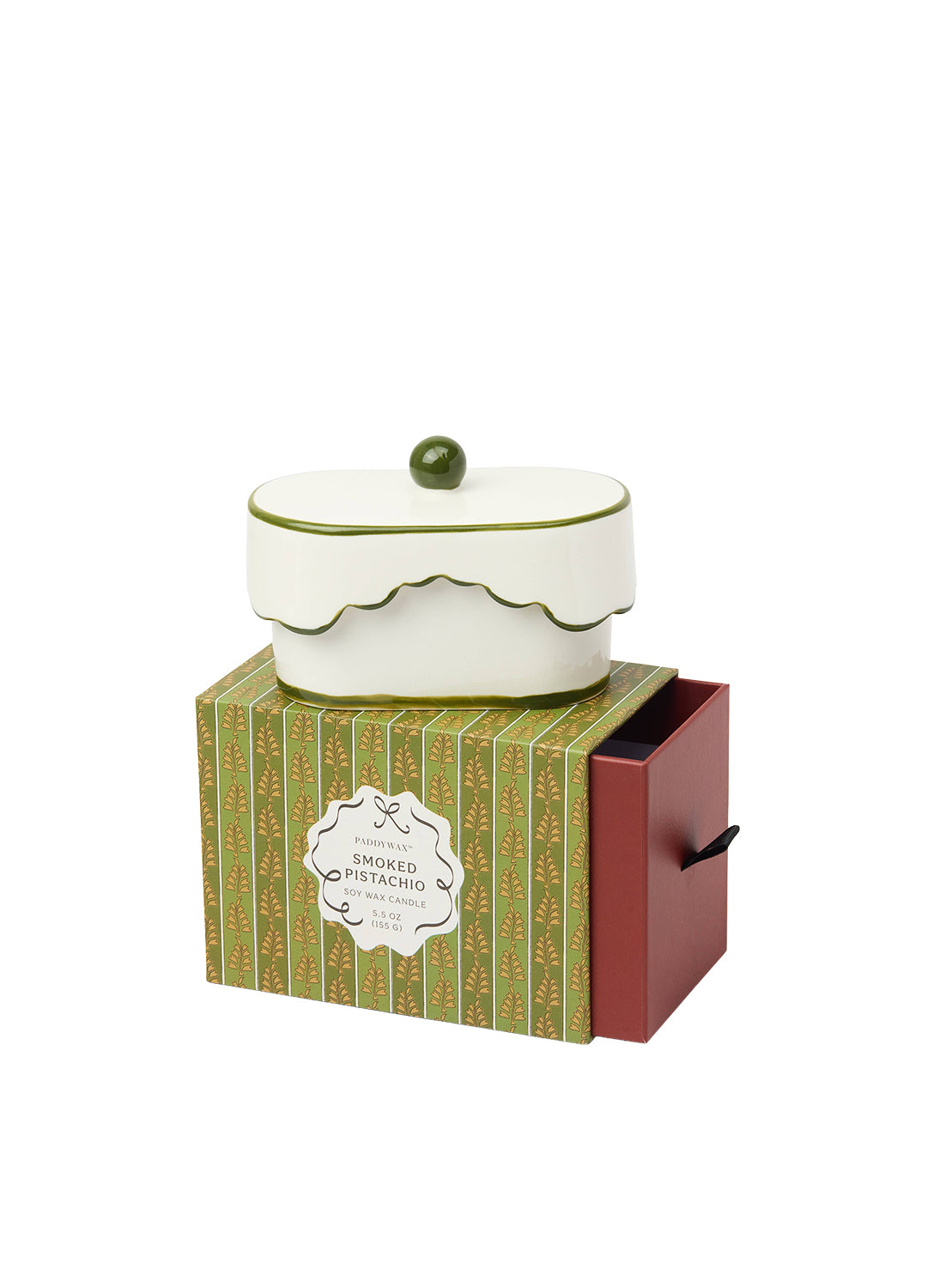 Cherie Smoked Pistachio Scented Soy Wax Green Ceramic Trinket Candle