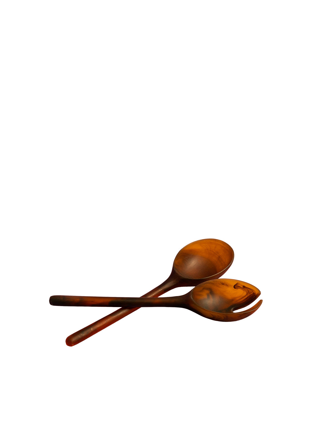 Resin salad servers on a white background