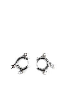Silver & Pearl Zircon Drop Charm Hoop Earrings