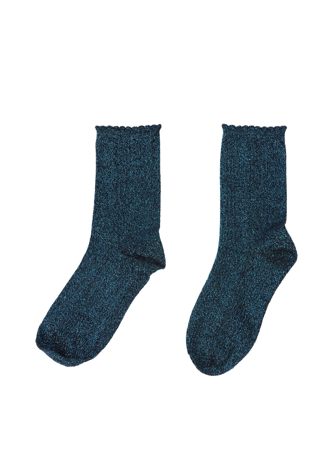 Pair of blue socks on a white background