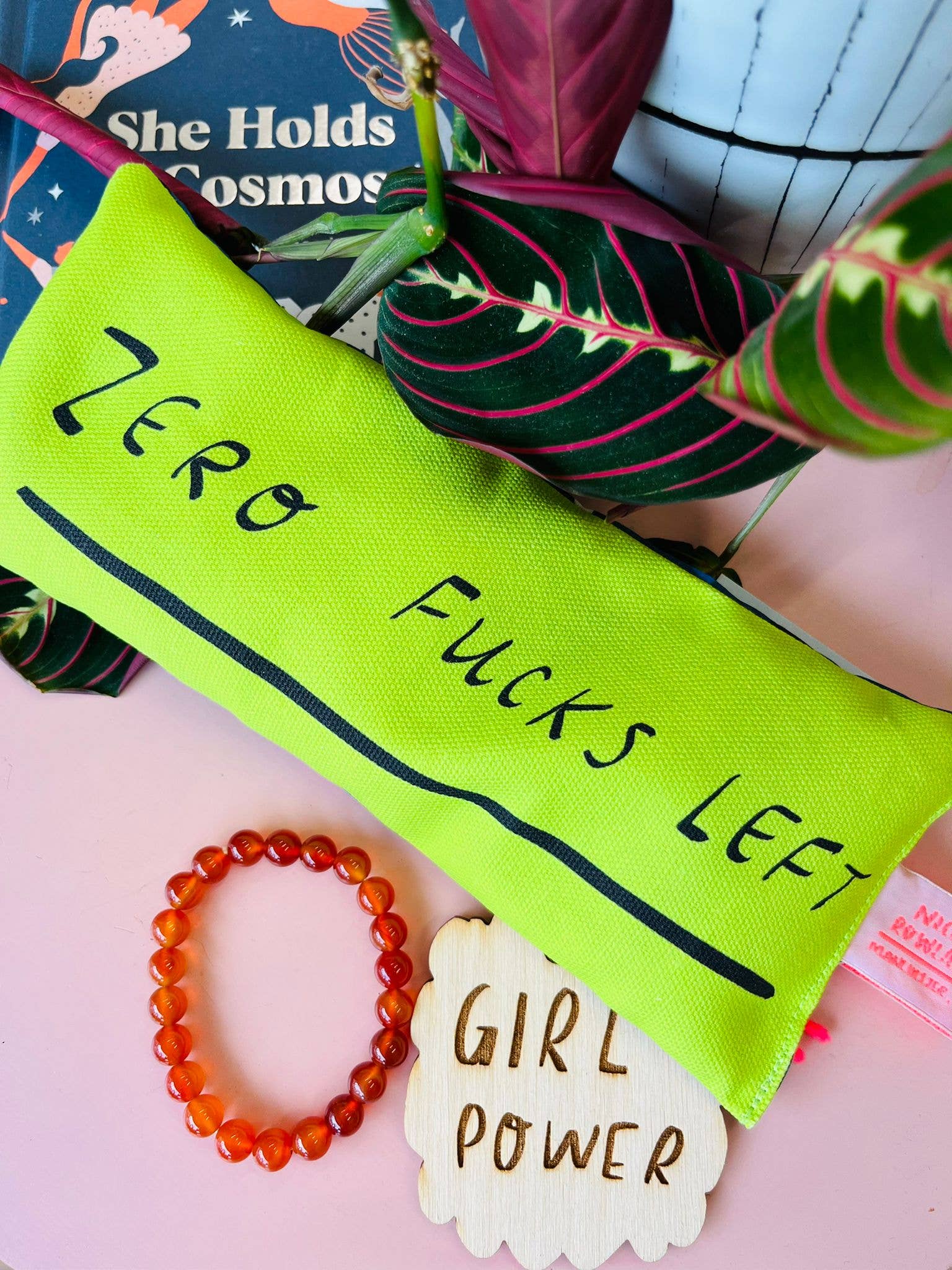 green zero fucks left eye bag 